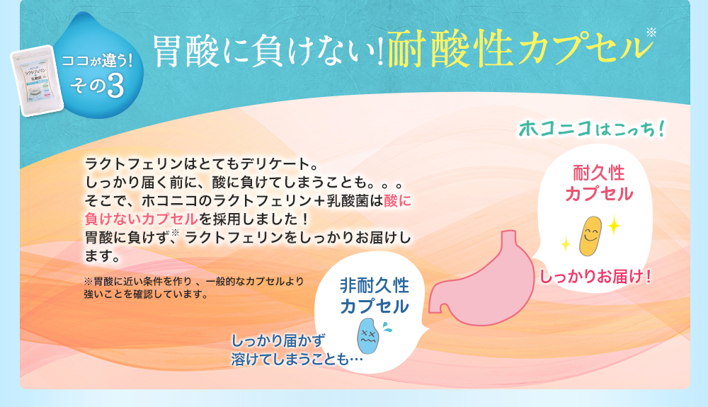 胃酸に負けない!耐酸性カプセル